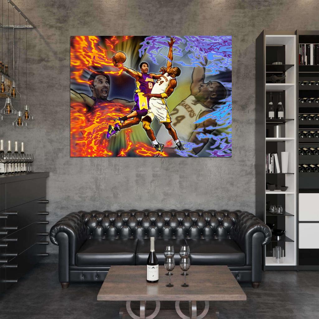 Black Mamba Old vs Young Art Los Angeles Basketball Sport Wall Art Print Poster