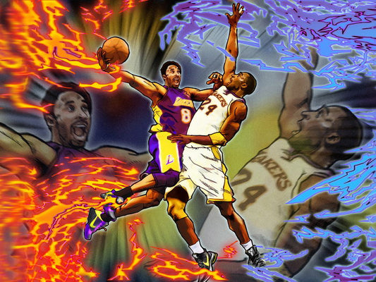 Black Mamba Old vs Young Art Los Angeles Basketball Sport Wall Art Print Poster