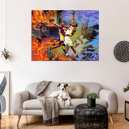 Black Mamba Old vs Young Art Los Angeles Basketball Sport Wall Art Print Poster