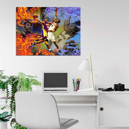 Black Mamba Old vs Young Art Los Angeles Basketball Sport Wall Art Print Poster