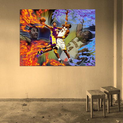 Black Mamba Old vs Young Art Los Angeles Basketball Sport Wall Art Print Poster