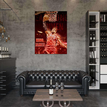 King James Lebron Art Dunk Basketball Sport Wall Art Print Poster