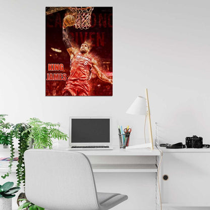 King James Lebron Art Dunk Basketball Sport Wall Art Print Poster