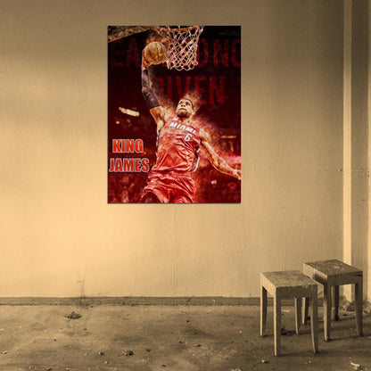 King James Lebron Art Dunk Basketball Sport Wall Art Print Poster