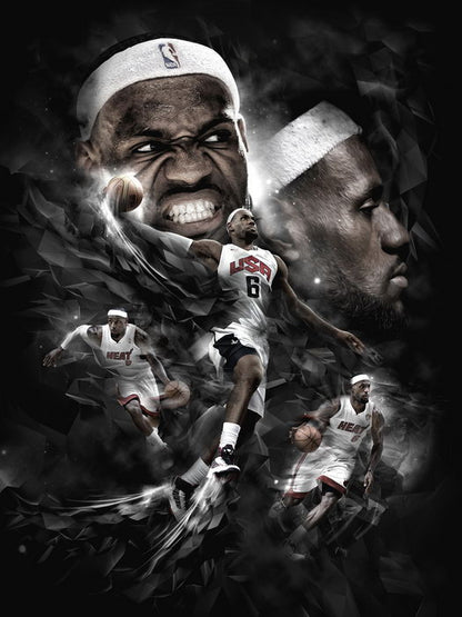 LeBron James Art Dunk Basketball Sport Wall Art Print Poster