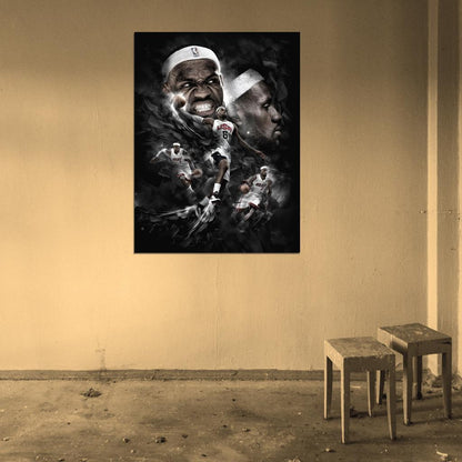 LeBron James Art Dunk Basketball Sport Wall Art Print Poster