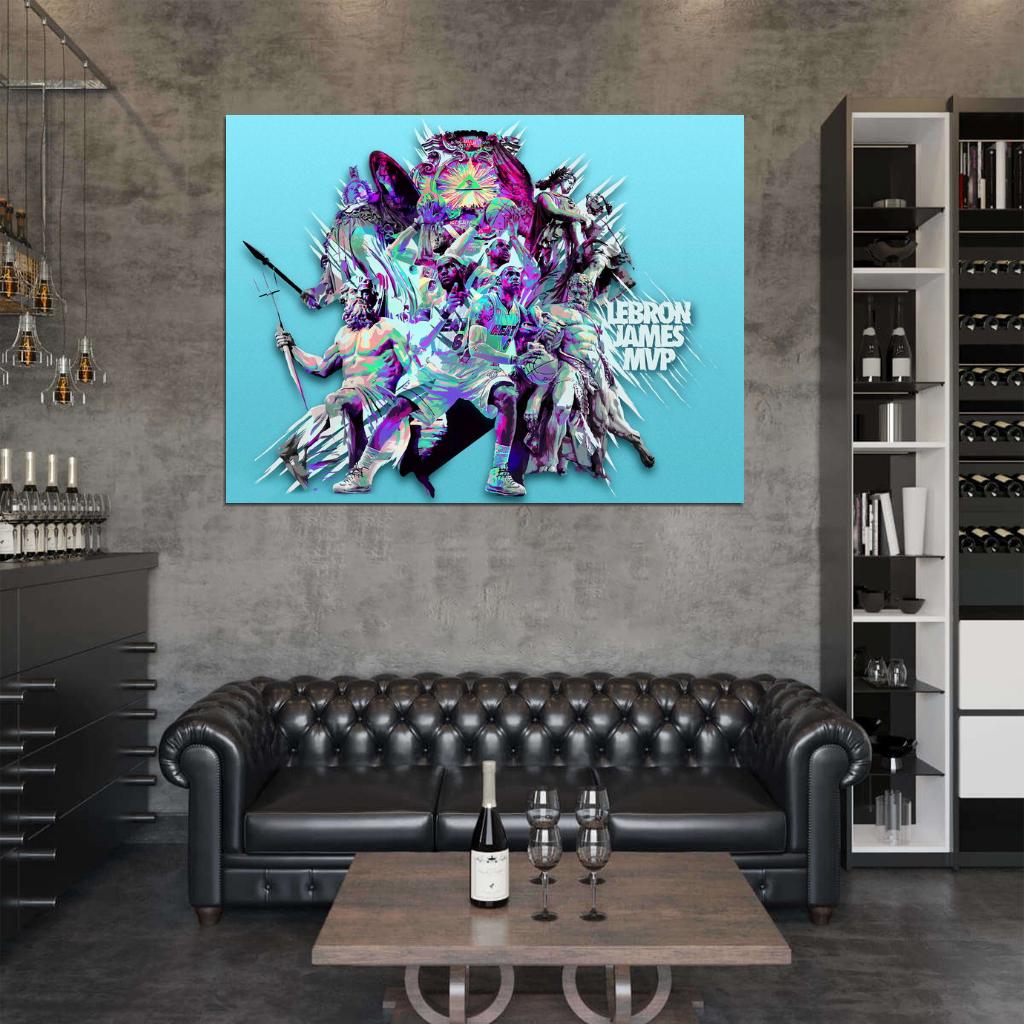 LeBron James MVP Art Dunk Basketball Sport Wall Art Print Poster