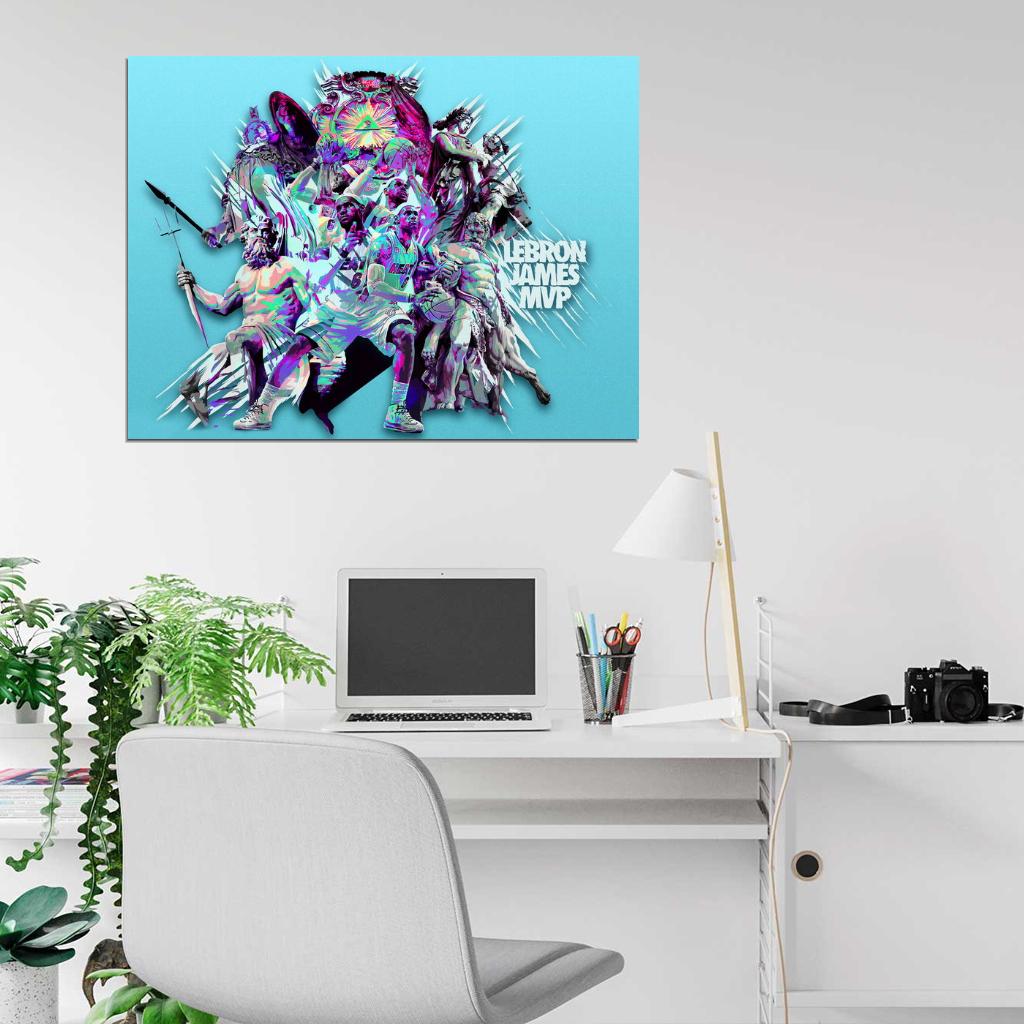 LeBron James MVP Art Dunk Basketball Sport Wall Art Print Poster