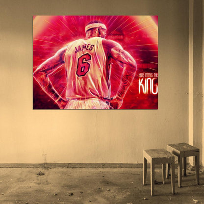 The King LeBron James Back Art Basketball Sport Wall Art Print Poster