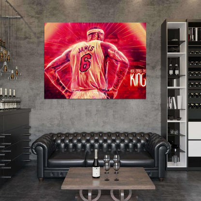 The King LeBron James Back Art Basketball Sport Wall Art Print Poster