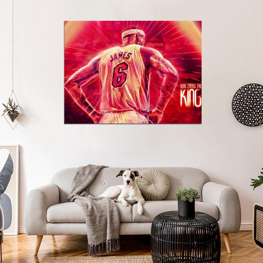 The King LeBron James Back Art Basketball Sport Wall Art Print Poster