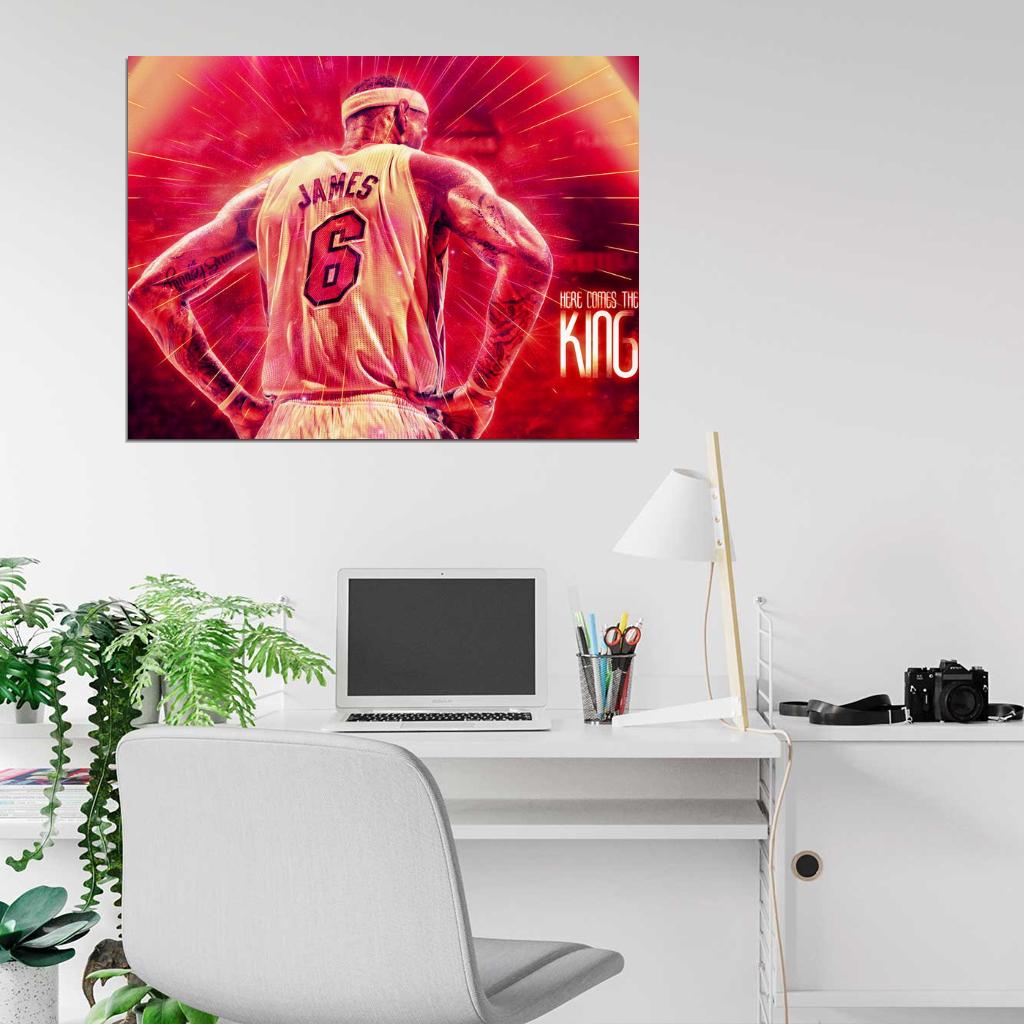 The King LeBron James Back Art Basketball Sport Wall Art Print Poster