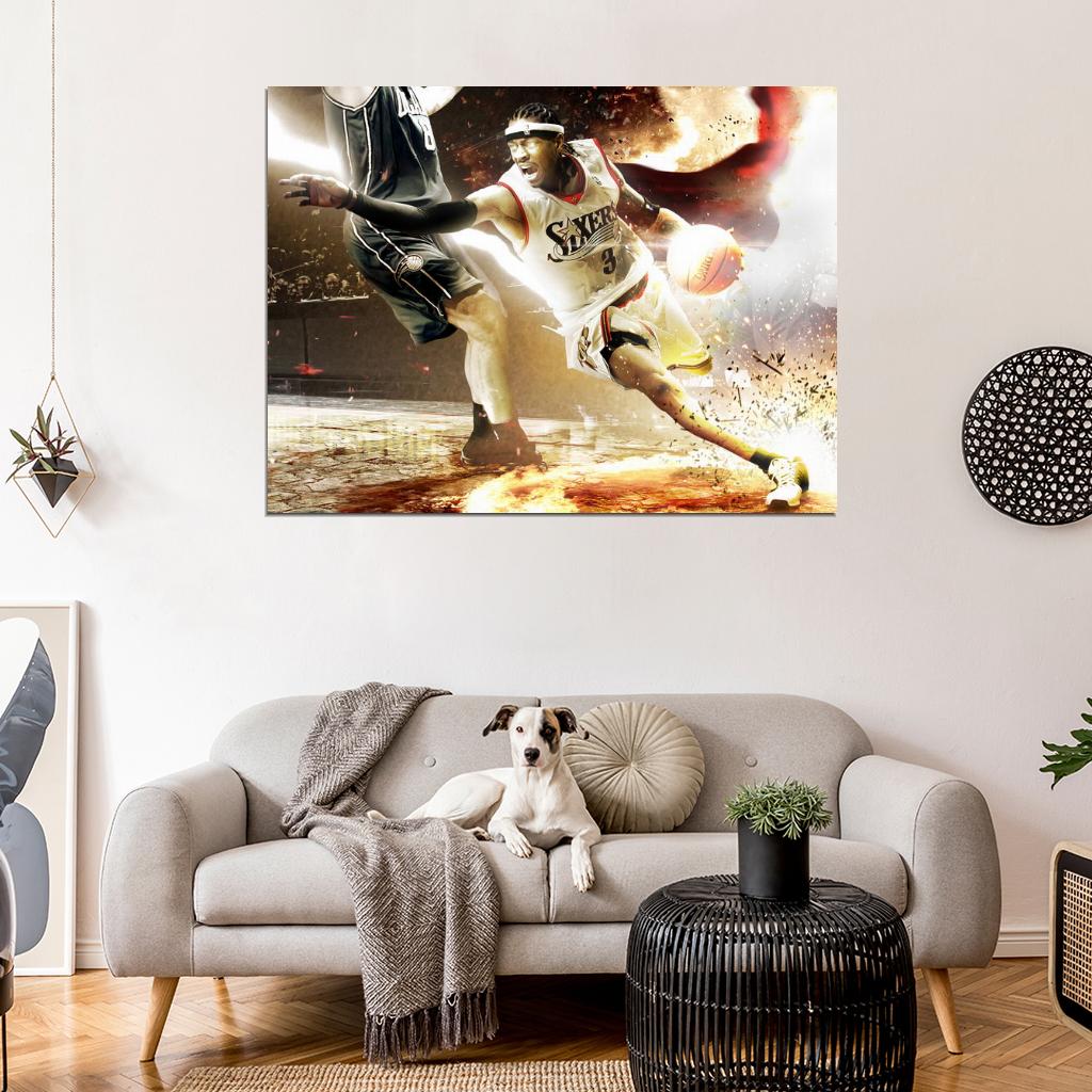 Allen Iverson Philadelphia Sixers Art Basketball Sport Wall Art Print Poster