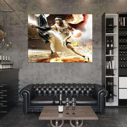 Allen Iverson Philadelphia Sixers Art Basketball Sport Wall Art Print Poster