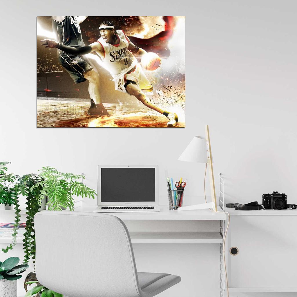 Allen Iverson Philadelphia Sixers Art Basketball Sport Wall Art Print Poster