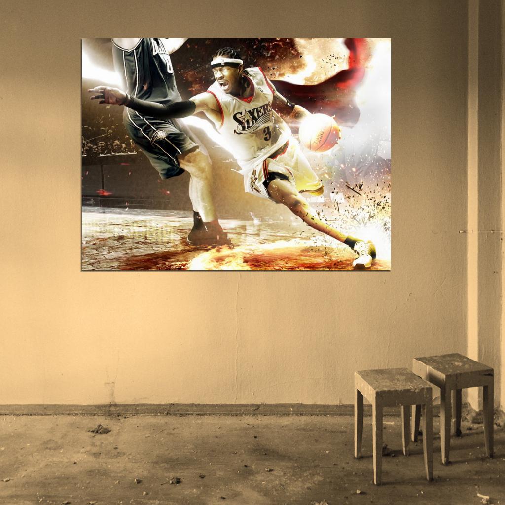 Allen Iverson Philadelphia Sixers Art Basketball Sport Wall Art Print Poster