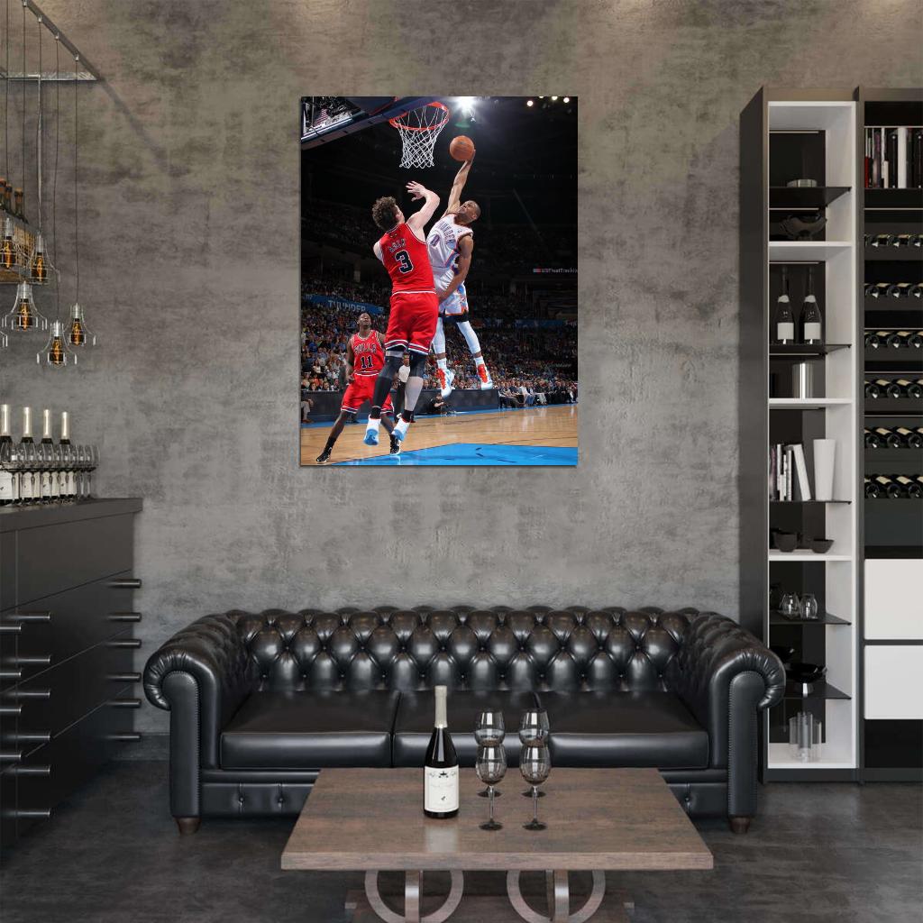 Russell Westbrook OKC Thunder Monster Dunk Posterize Asik Basketball Sport Wall Art Print Poster