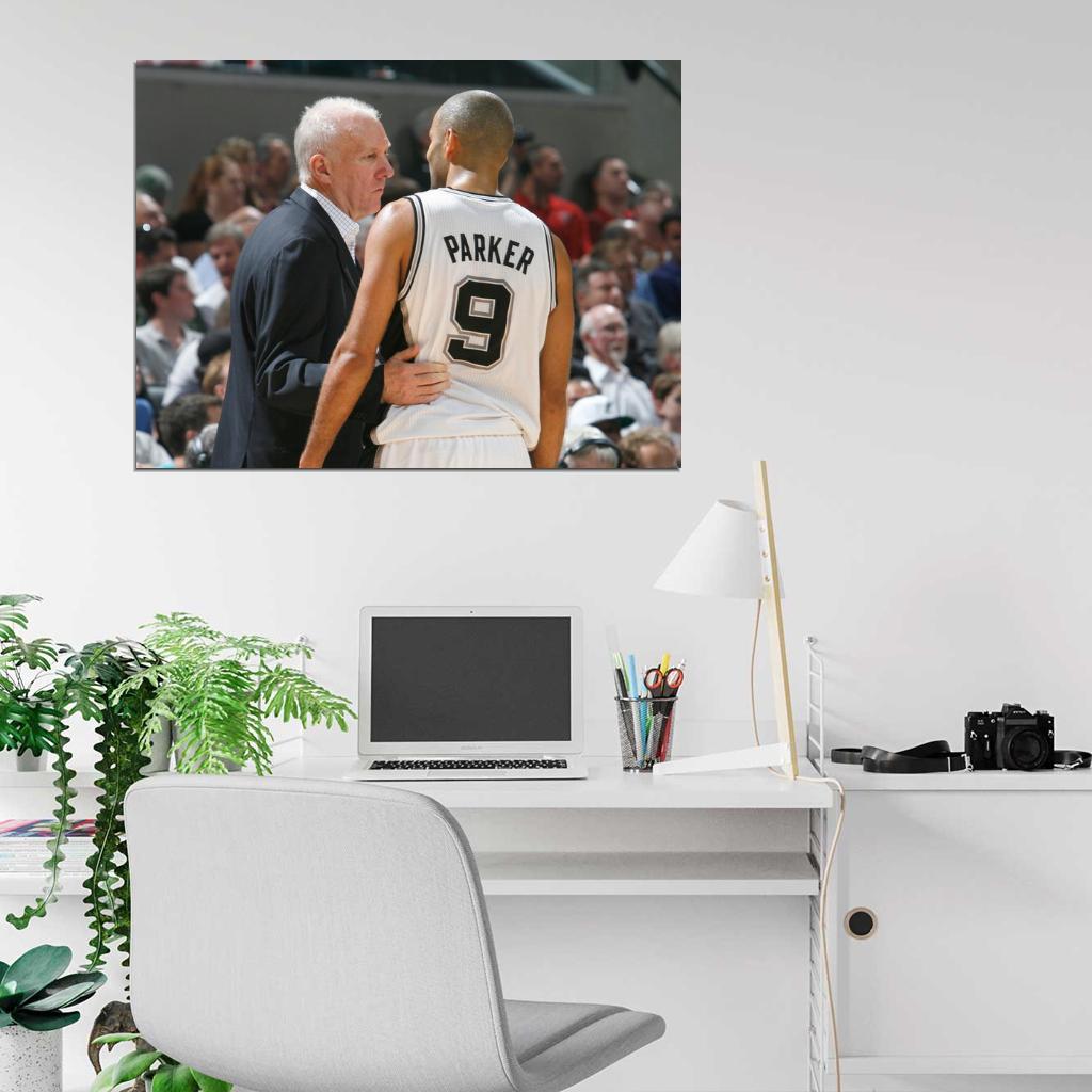 Tony Parker Gregg Popovich Basketball Sport Wall Art Print Poster