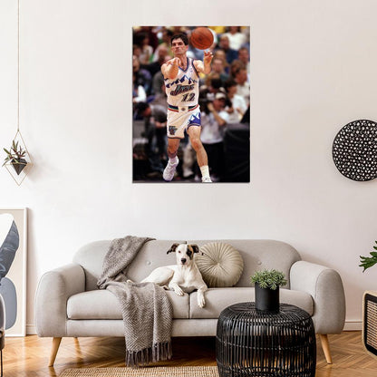 John Stockton Pass Legend Retro Basketball Sport Wall Art Print Poster