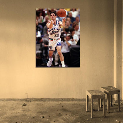John Stockton Pass Legend Retro Basketball Sport Wall Art Print Poster