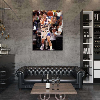 John Stockton Pass Legend Retro Basketball Sport Wall Art Print Poster