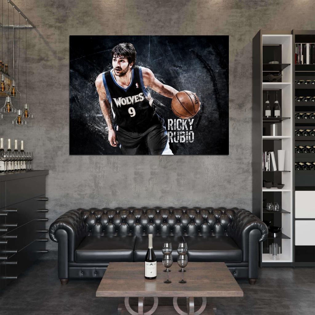 Ricky Rubio Art Basketball Sport Wall Art Print Poster
