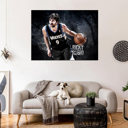 Ricky Rubio Art Basketball Sport Wall Art Print Poster