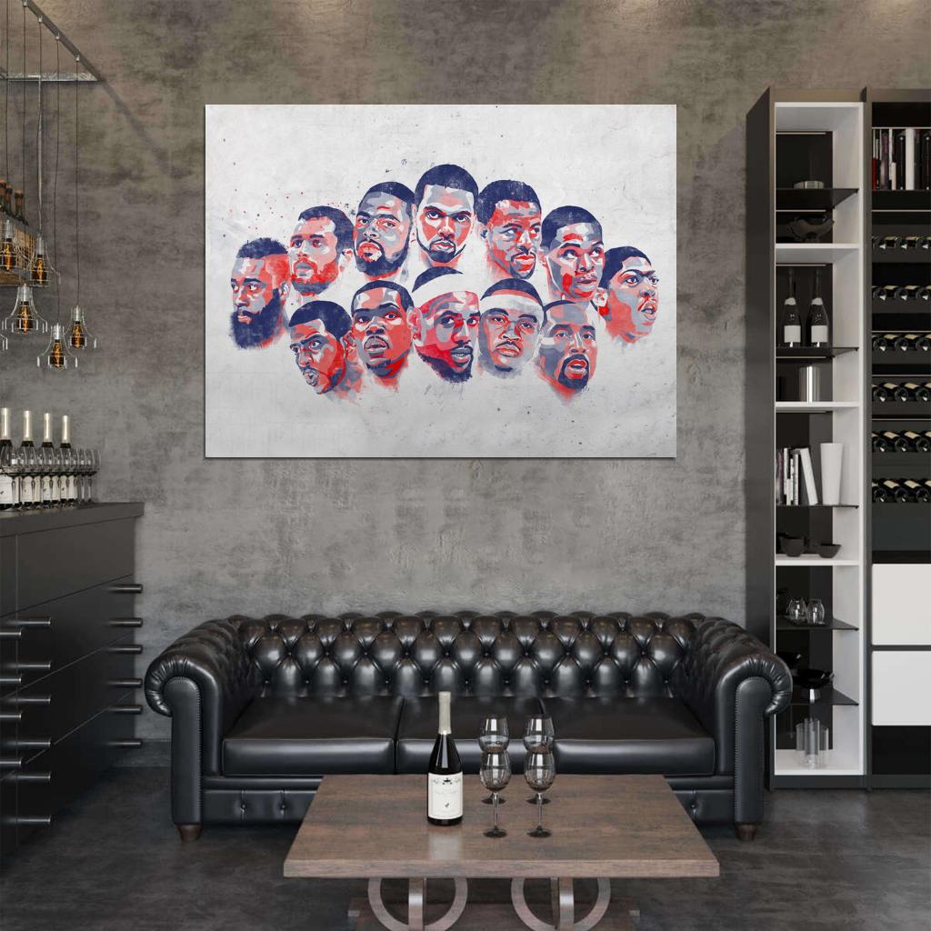 USA Team National Roster Art Basketball Sport Wall Art Print Poster