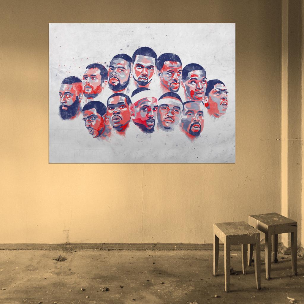 USA Team National Roster Art Basketball Sport Wall Art Print Poster
