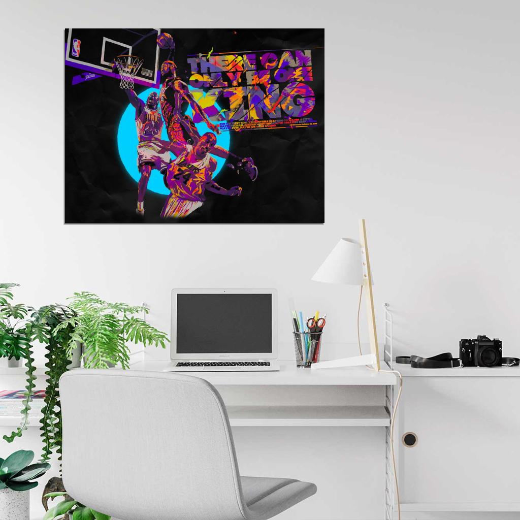 Lebron James King Posterize Dunk Art Basketball Sport Wall Art Print Poster