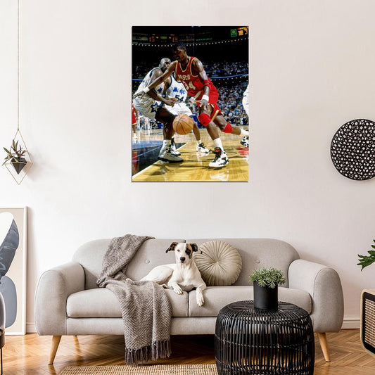 Hakeem Olajuwon Shaquille O'Neal Retro Basketball Sport Wall Art Print Poster