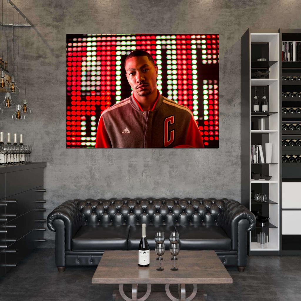 Derrick Rose Portrait Basketball Sport Wall Art Print Poster