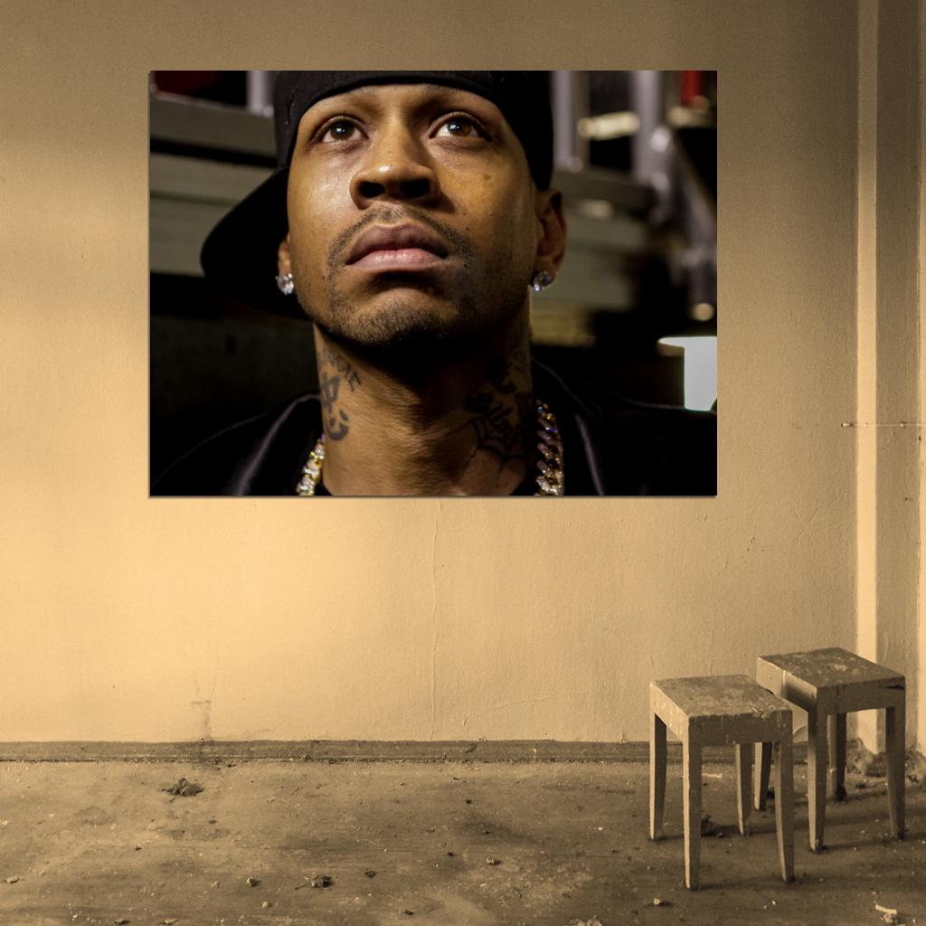 Allen Iverson Portrait Basketball Sport Wall Art Print Poster