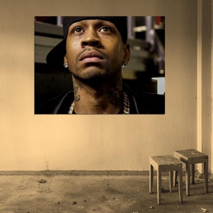 Allen Iverson Portrait Basketball Sport Wall Art Print Poster