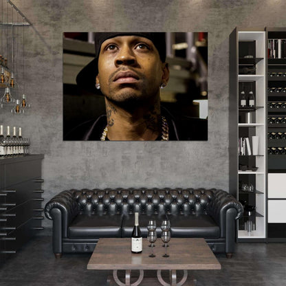 Allen Iverson Portrait Basketball Sport Wall Art Print Poster