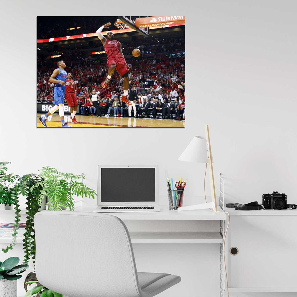 LeBron James Monster Dunk Basketball Sport Wall Art Print Poster