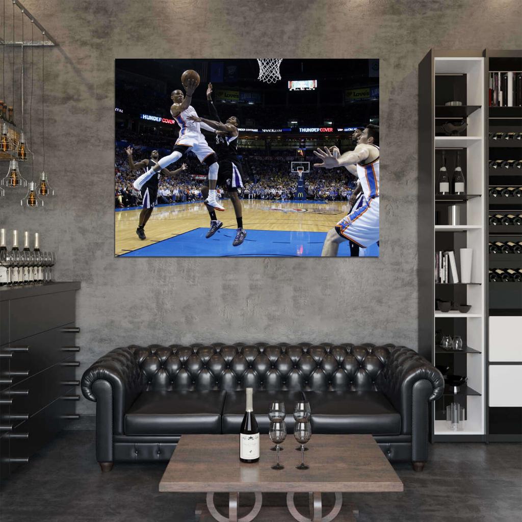 Russell Westbrook Layup OKC Thunder Basketball Sport Wall Art Print Poster