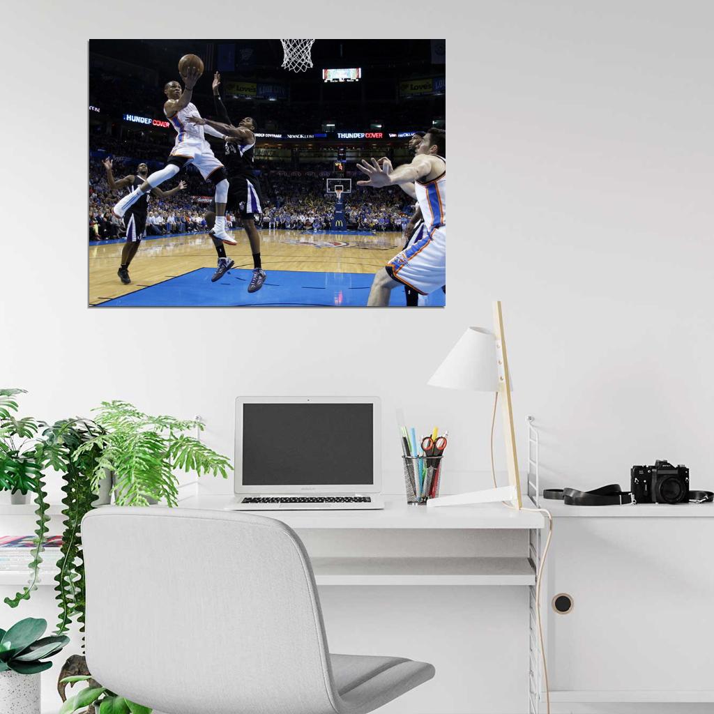 Russell Westbrook Layup OKC Thunder Basketball Sport Wall Art Print Poster