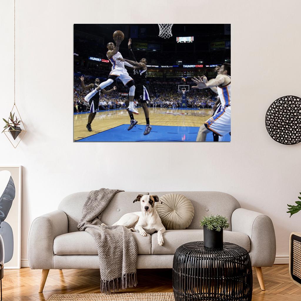 Russell Westbrook Layup OKC Thunder Basketball Sport Wall Art Print Poster