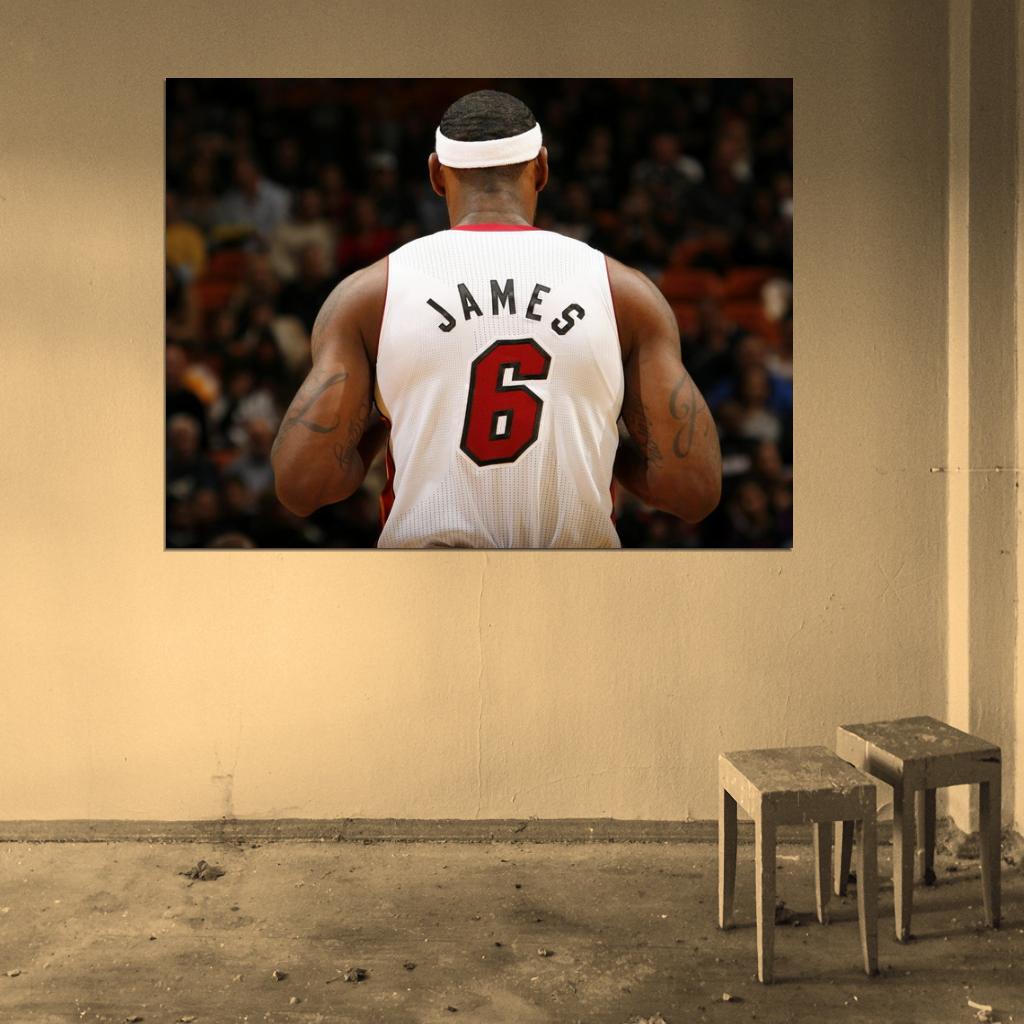 LeBron James Back Jersey Basketball Sport Wall Art Print Poster