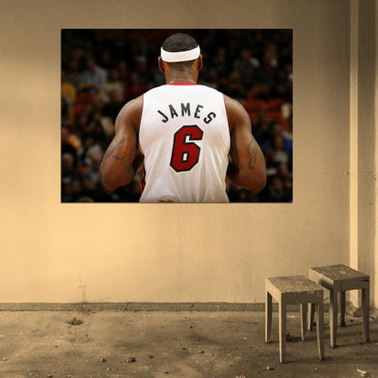 LeBron James Back Jersey Basketball Sport Wall Art Print Poster