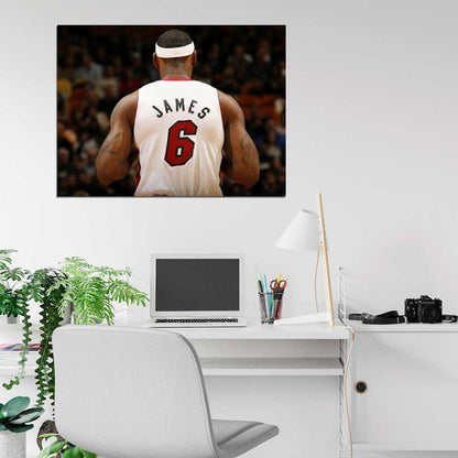 LeBron James Back Jersey Basketball Sport Wall Art Print Poster