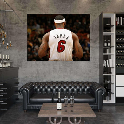 LeBron James Back Jersey Basketball Sport Wall Art Print Poster