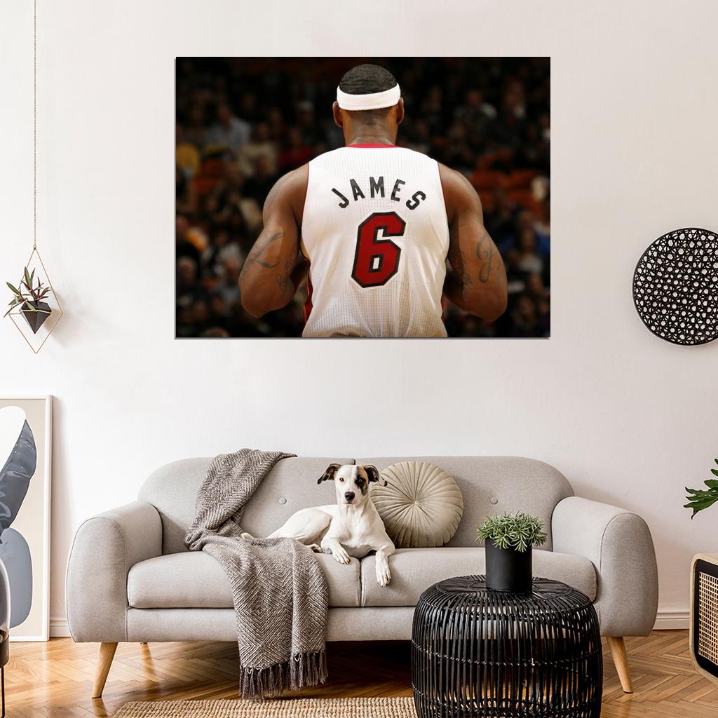 LeBron James Back Jersey Basketball Sport Wall Art Print Poster