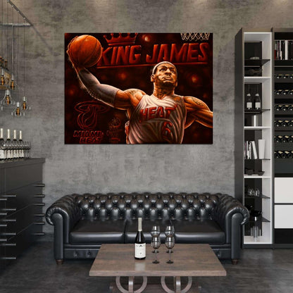 LeBron James Slam Dunk Art Painting Artwork Basketball Sport Wall Art Print Poster