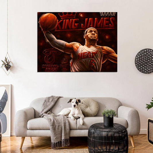 LeBron James Slam Dunk Art Painting Artwork Basketball Sport Wall Art Print Poster