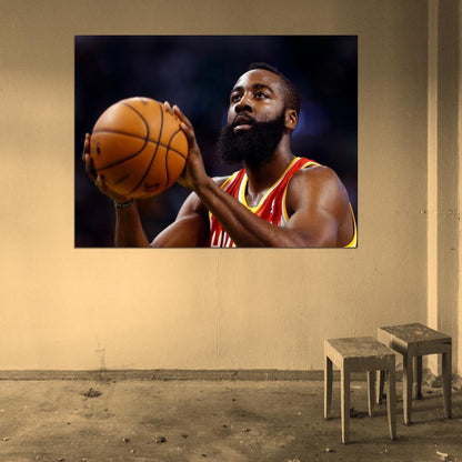 James Harden Beard Free-Throw Basketball Sport Wall Art Print Poster