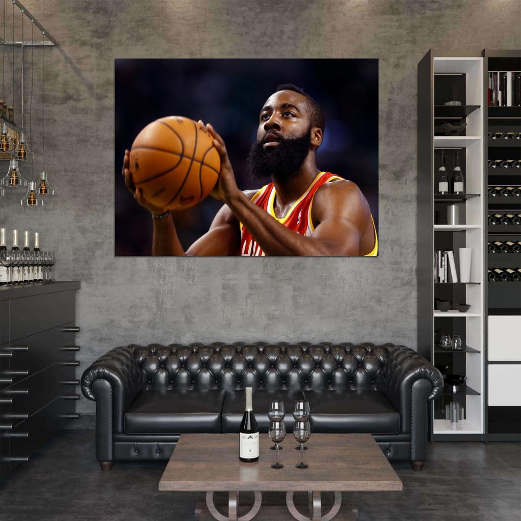 James Harden Beard Free-Throw Basketball Sport Wall Art Print Poster