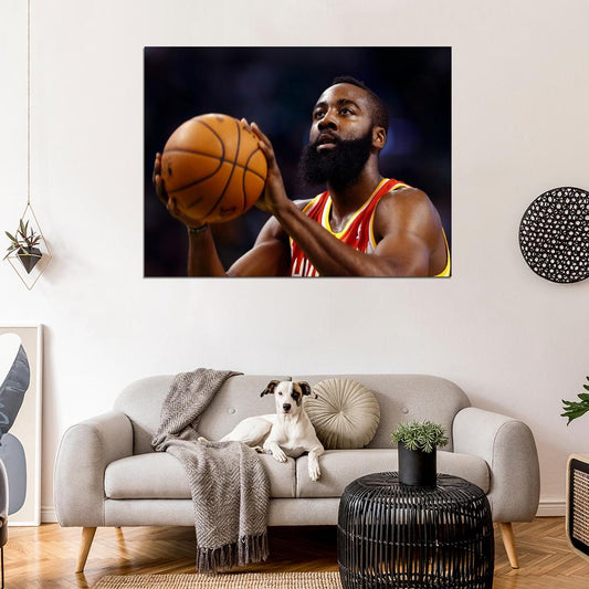 James Harden Beard Free-Throw Basketball Sport Wall Art Print Poster