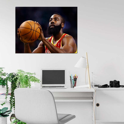 James Harden Beard Free-Throw Basketball Sport Wall Art Print Poster